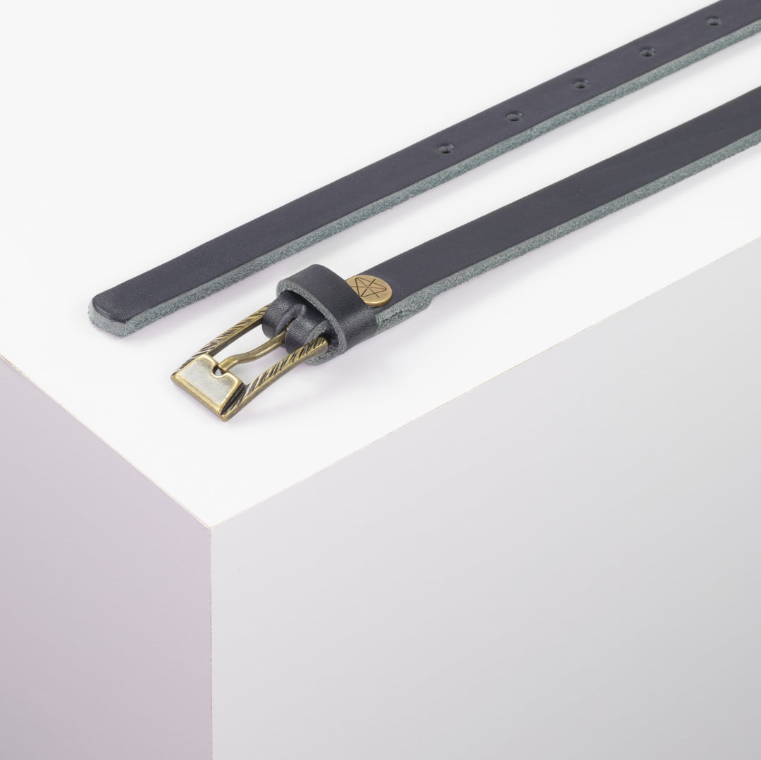 Ledergürtel 1,5cm mit Schnalle Kairo messing navi ohne Muster