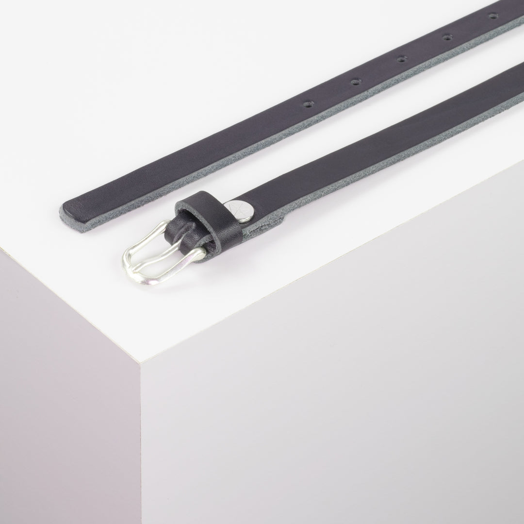Ledergürtel 1,5cm mit Schnalle Bern navi ohne Muster