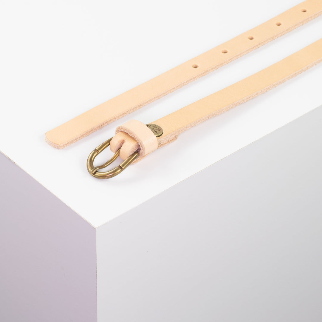 Ledergürtel 1,5cm mit Schnalle Sevilla messing natur ohne Muster