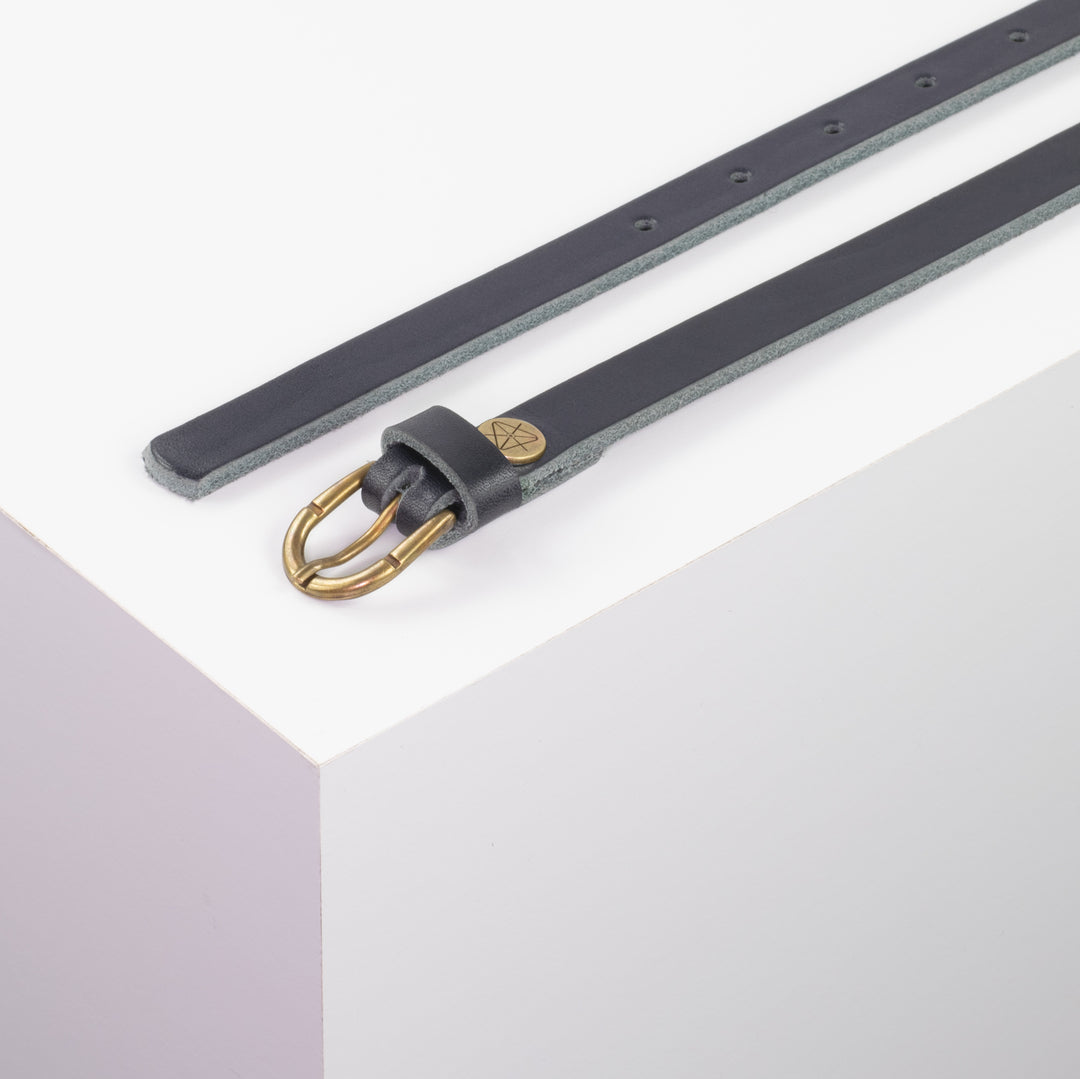 Ledergürtel 1,5cm mit Schnalle Sevilla messing navi ohne Muster