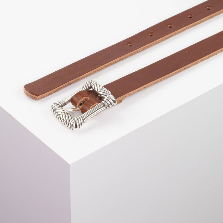 Ledergürtel 2cm mit Schnalle Singapore cognac ohne Muster