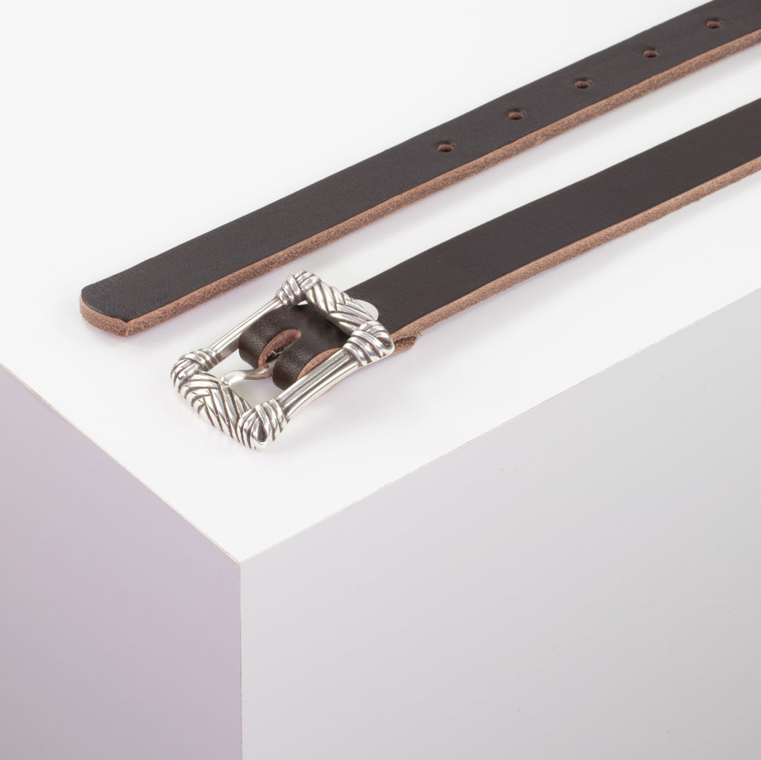 Ledergürtel 2cm mit Schnalle Singapore dunkelbraun ohne Muster