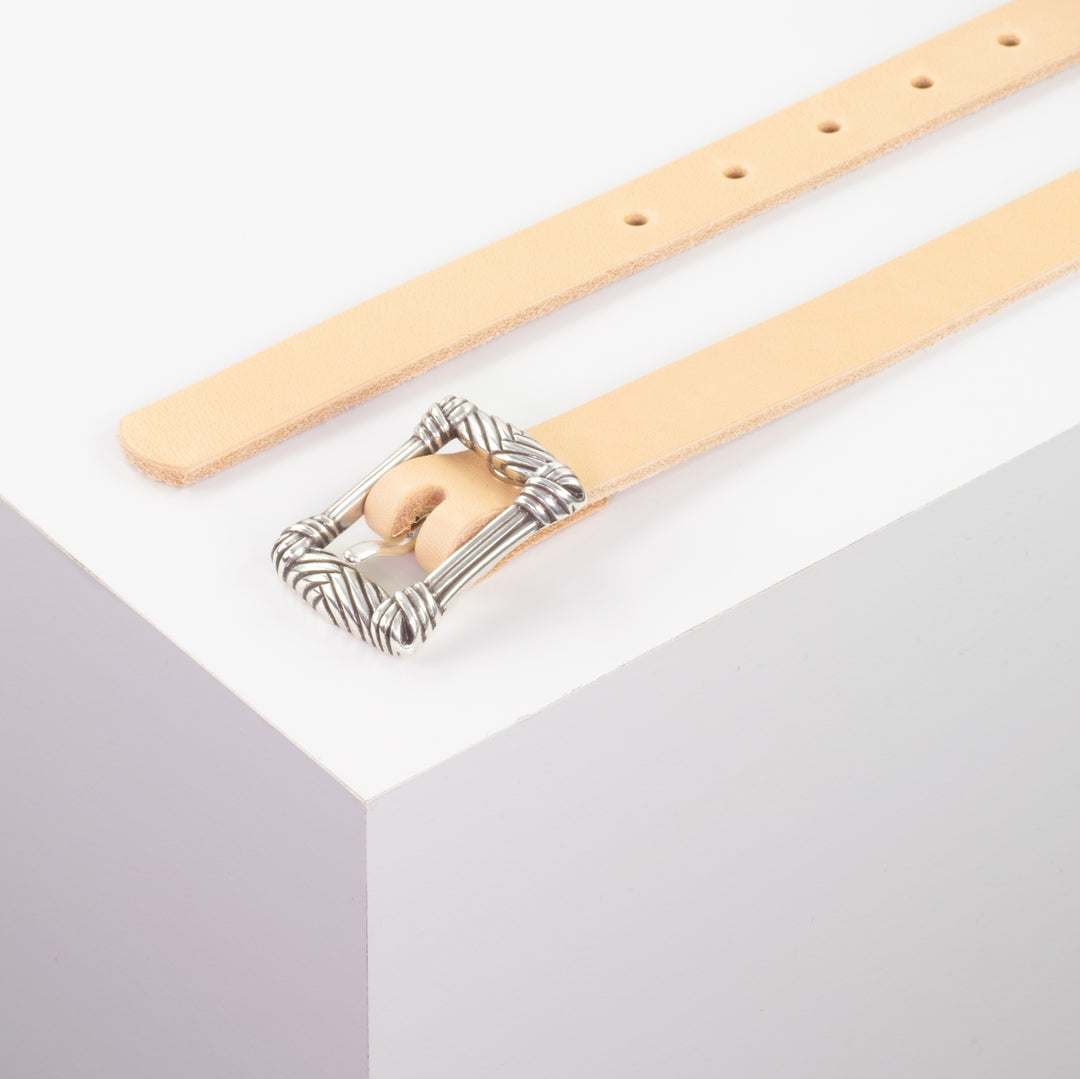Ledergürtel 2cm mit Schnalle Singapore natur ohne Muster