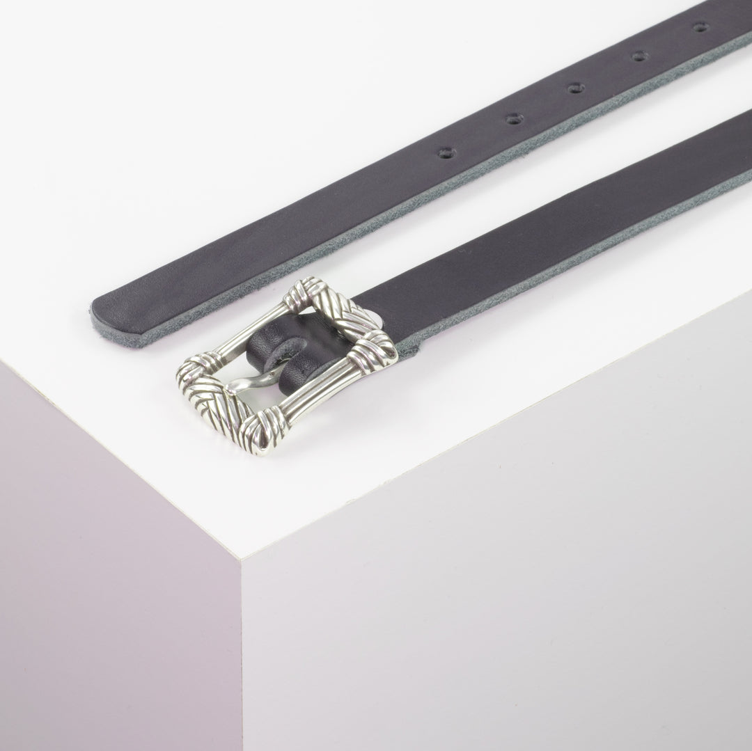 Ledergürtel 2cm mit Schnalle Singapore navi ohne Muster