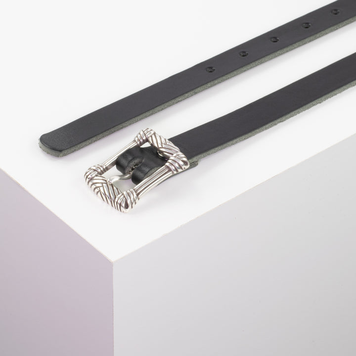 Ledergürtel 2cm mit Schnalle Singapore schwarz ohne Muster