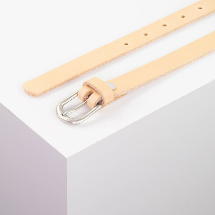 Ledergürtel 2cm mit Schnalle Luzern silber natur ohne Muster