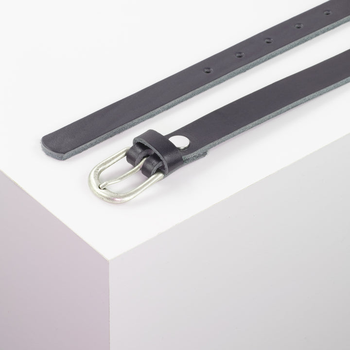 Ledergürtel 2cm mit Schnalle Luzern silber navi ohne Muster