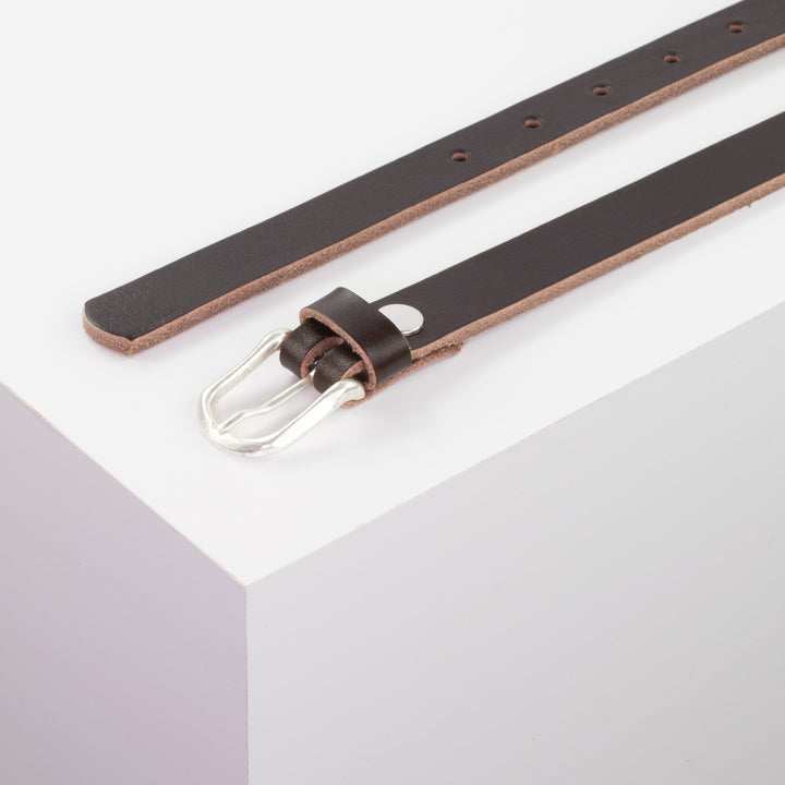 Ledergürtel 2cm mit Schnalle Cadiz dunkelbraun ohne Muster