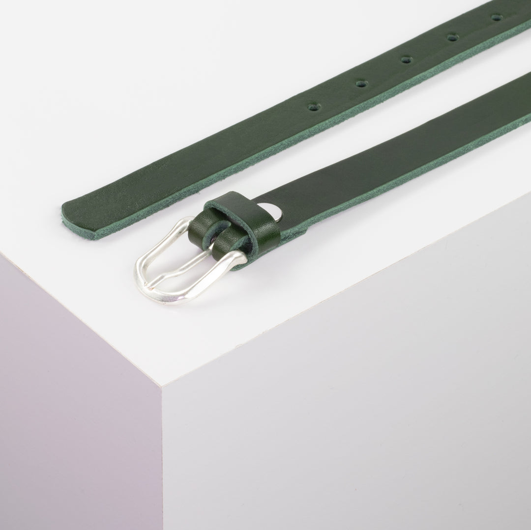 Ledergürtel 2cm mit Schnalle Cadiz grün ohne Muster