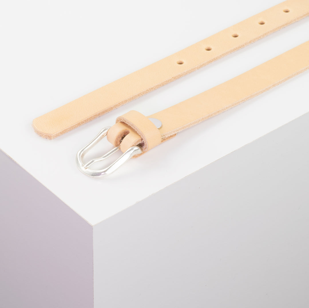 Ledergürtel 2cm mit Schnalle Cadiz natur ohne Muster