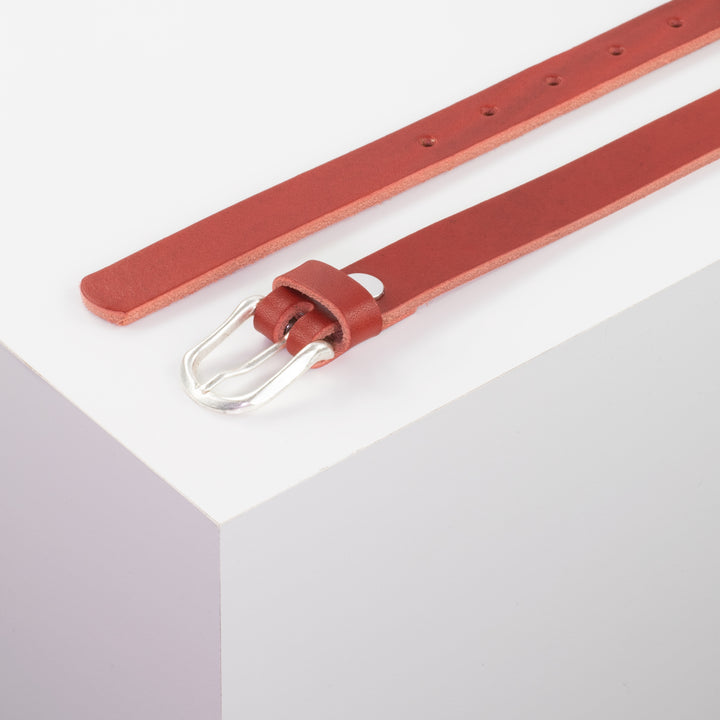 Ledergürtel 2cm mit Schnalle Cadiz rot ohne Muster
