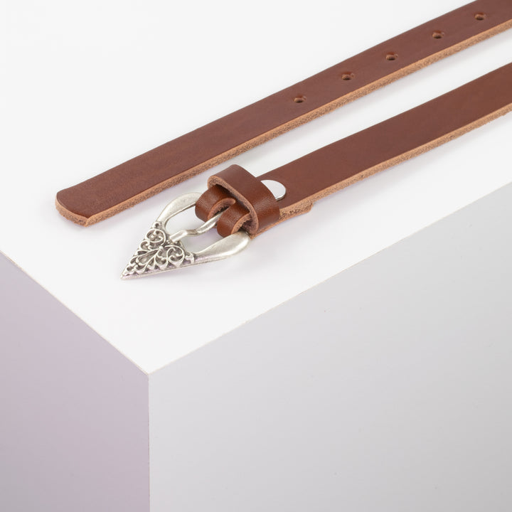 Ledergürtel 2cm mit Schnalle Strasbourg cognac ohne Muster