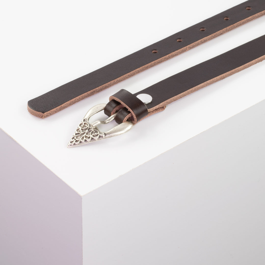 Ledergürtel 2cm mit Schnalle Strasbourg dunkelbraun ohne Muster