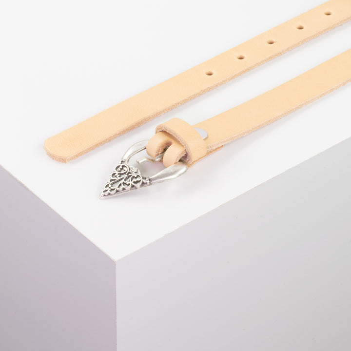 Ledergürtel 2cm mit Schnalle Strasbourg natur ohne Muster