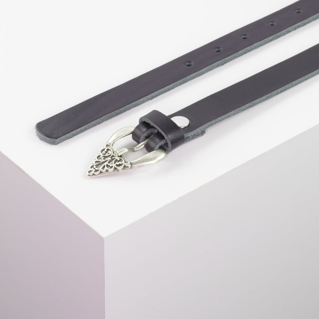 Ledergürtel 2cm mit Schnalle Strasbourg navi ohne Muster