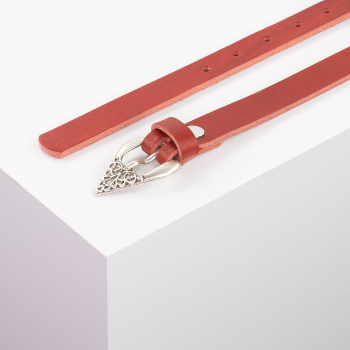 Ledergürtel 2cm mit Schnalle Strasbourg rot ohne Muster