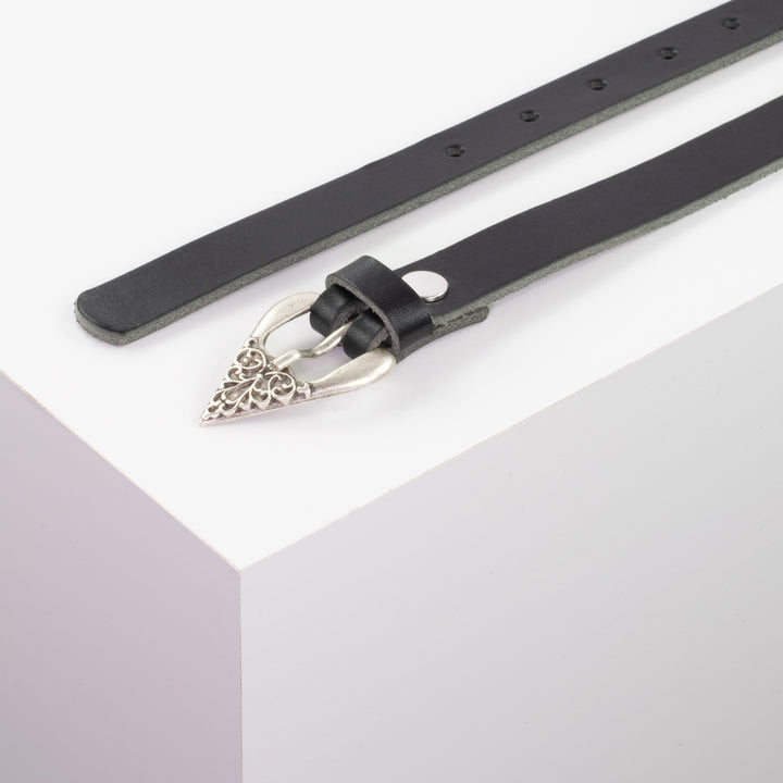 Ledergürtel 2cm mit Schnalle Strasbourg schwarz ohne Muster