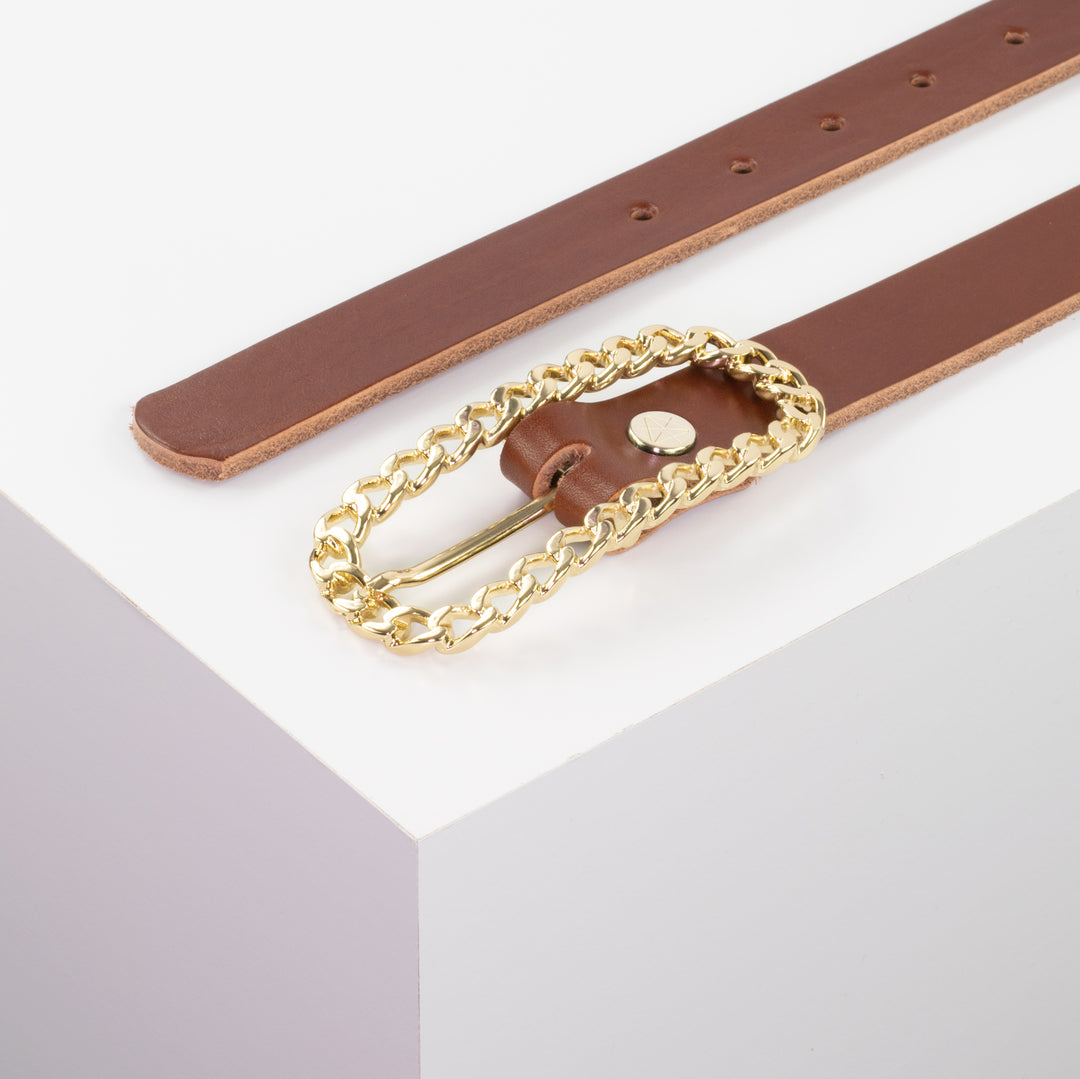 Ledergürtel 2,5cm mit Schnalle Venedig cognac ohne Muster