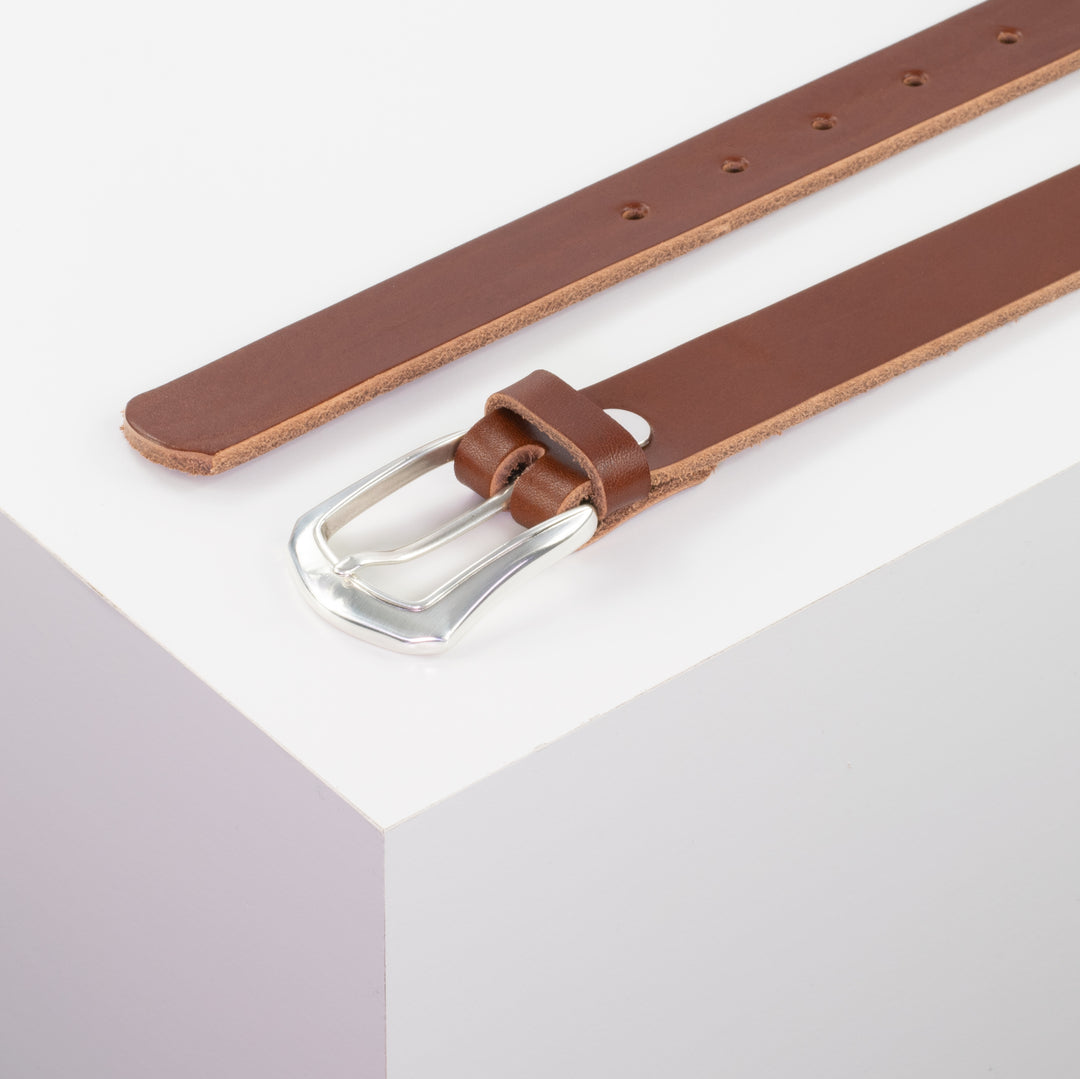 Ledergürtel 2,5cm mit Schnalle Auckland cognac ohne Muster