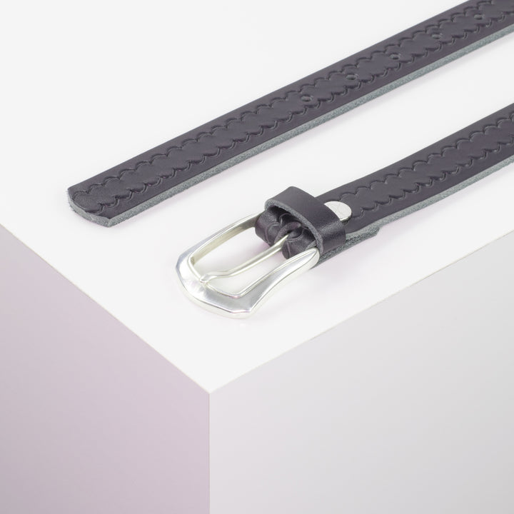 Ledergürtel 2,5cm mit Schnalle Auckland navi kleine Welle