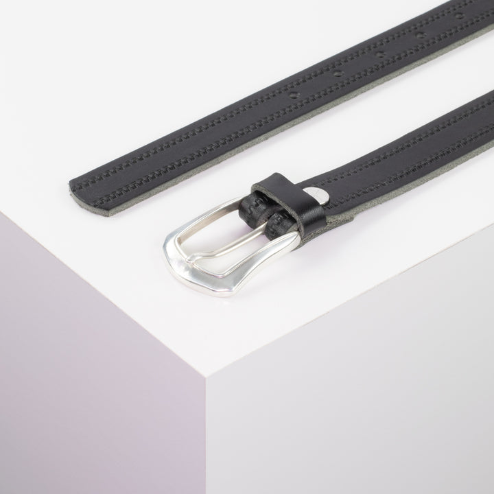 Ledergürtel 2,5cm mit Schnalle Auckland schwarz Reißverschluss