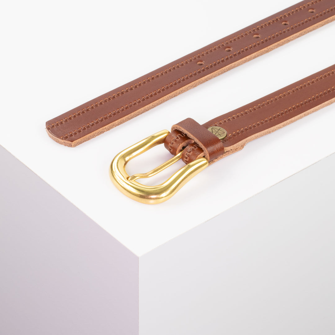 Ledergürtel 2,5cm mit Schnalle Lissabon cognac Reißverschluss