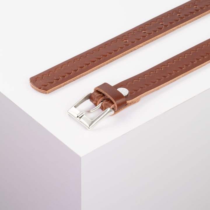 Ledergürtel 2,5cm mit Schnalle Dublin cognac kleine Welle