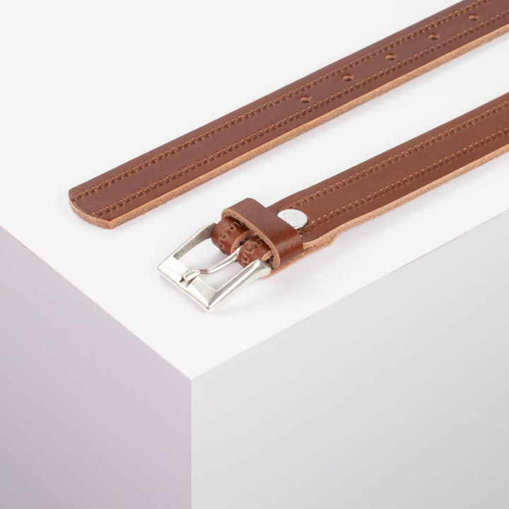 Ledergürtel 2,5cm mit Schnalle Dublin cognac Reißverschluss