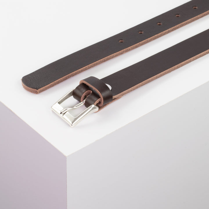 Ledergürtel 2,5cm mit Schnalle Dublin dunkelbraun ohne Muster
