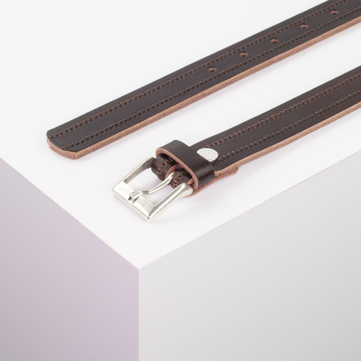 Ledergürtel 2,5cm mit Schnalle Dublin dunkelbraun Reißverschluss