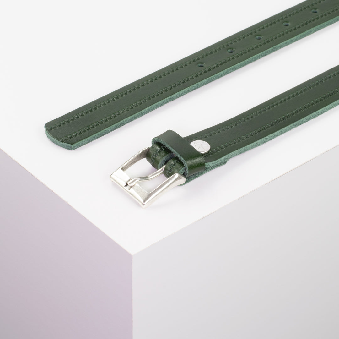 Ledergürtel 2,5cm mit Schnalle Dublin grün Reißverschluss