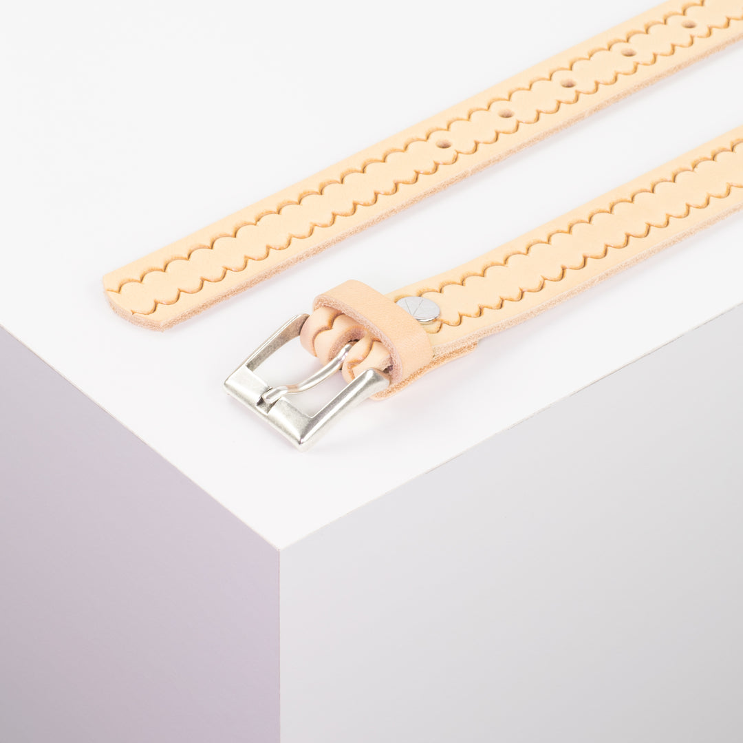 Ledergürtel 2,5cm mit Schnalle Dublin natur kleine Welle