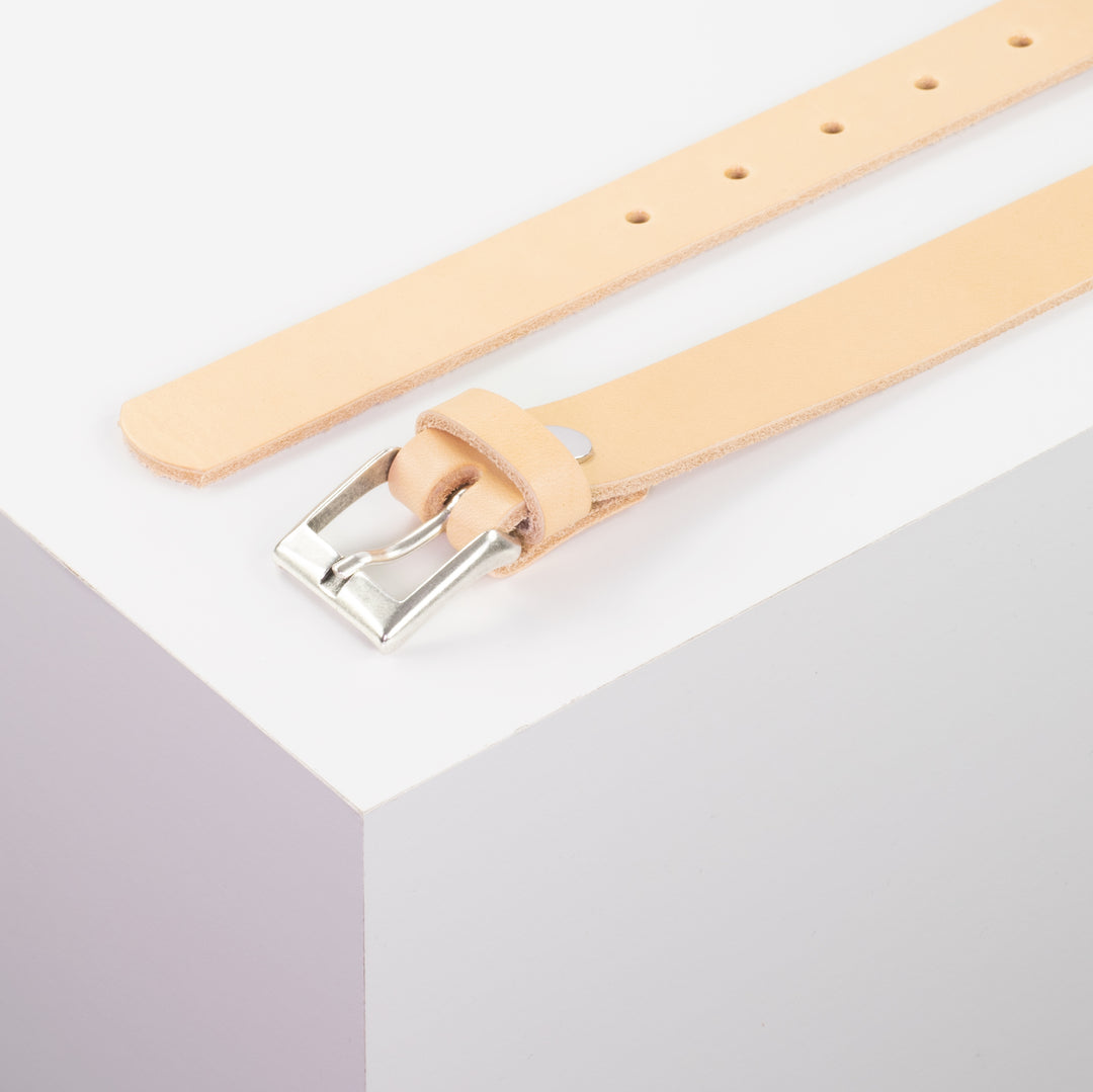 Ledergürtel 2,5cm mit Schnalle Dublin natur ohne Muster