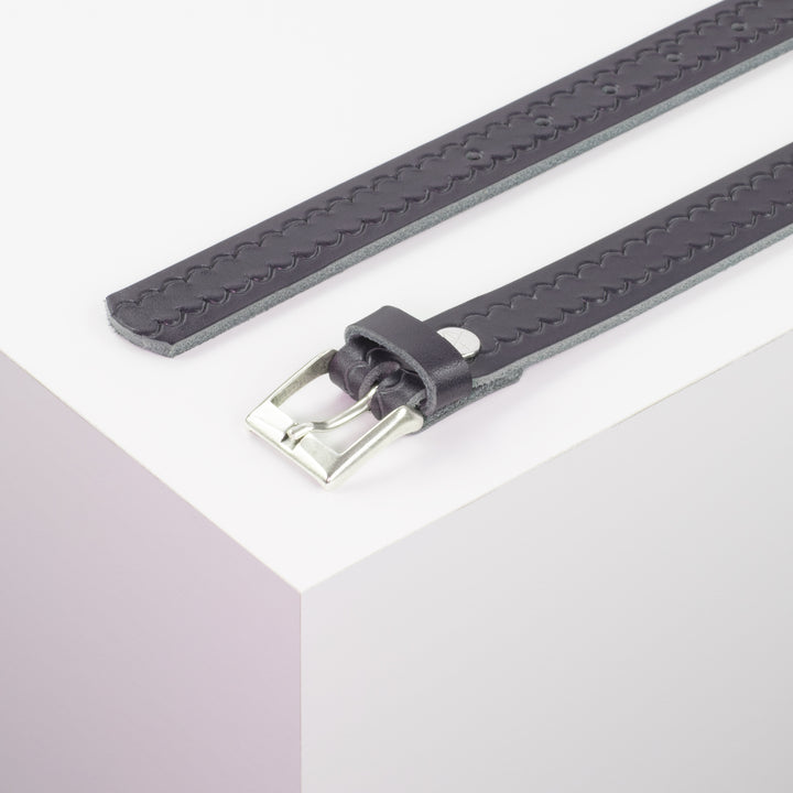 Ledergürtel 2,5cm mit Schnalle Dublin navi kleine Welle