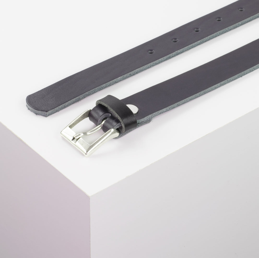 Ledergürtel 2,5cm mit Schnalle Dublin navi ohne Muster