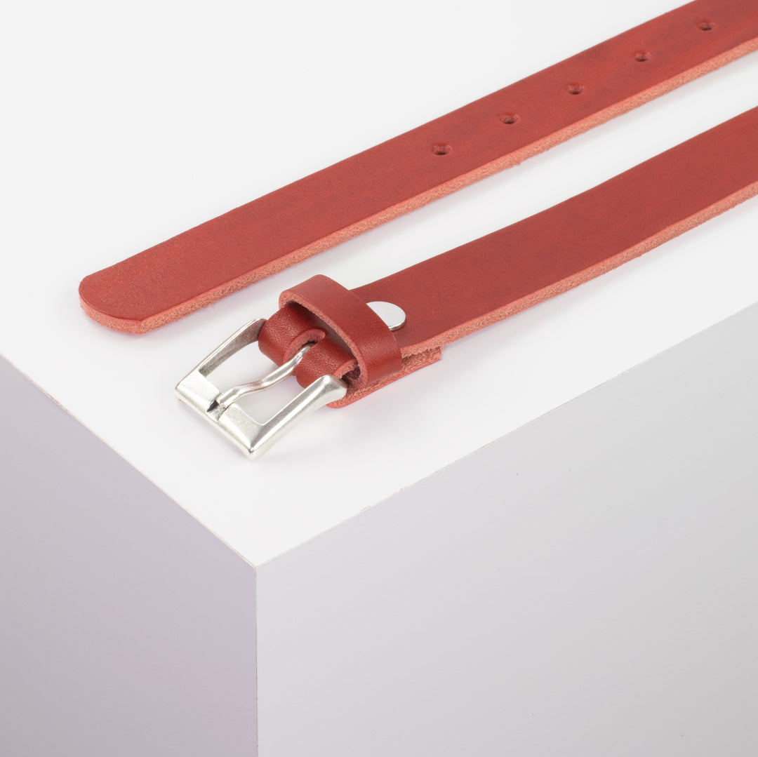 Ledergürtel 2,5cm mit Schnalle Dublin rot ohne Muster