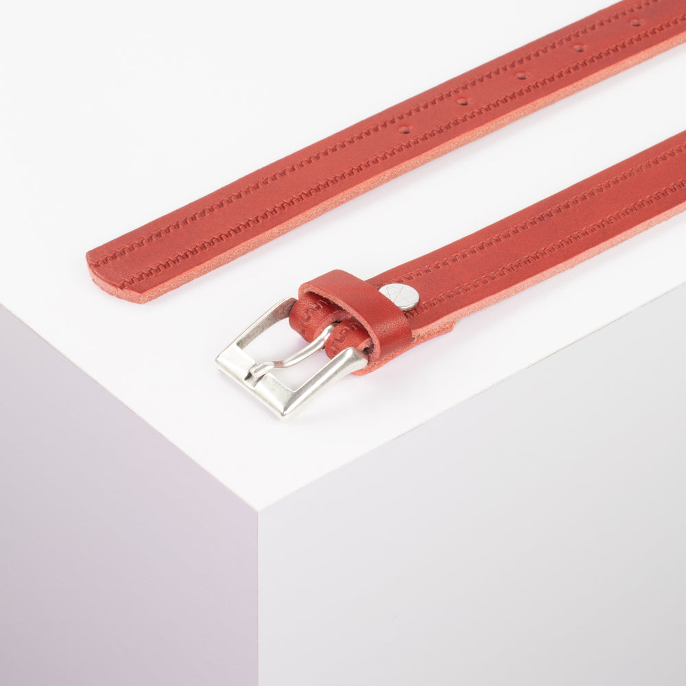 Ledergürtel 2,5cm mit Schnalle Dublin rot Reißverschluss
