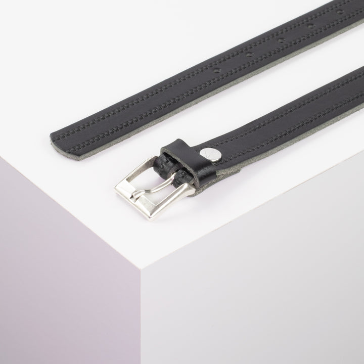 Ledergürtel 2,5cm mit Schnalle Dublin schwarz Reißverschluss