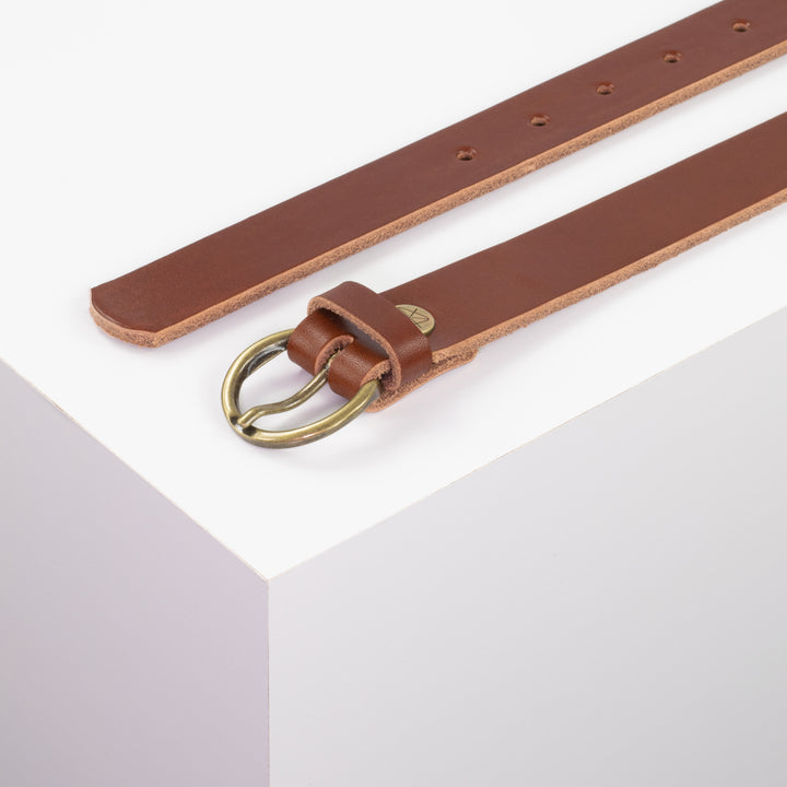 Ledergürtel 2,5cm mit Schnalle Oslo messing cognac ohne Muster