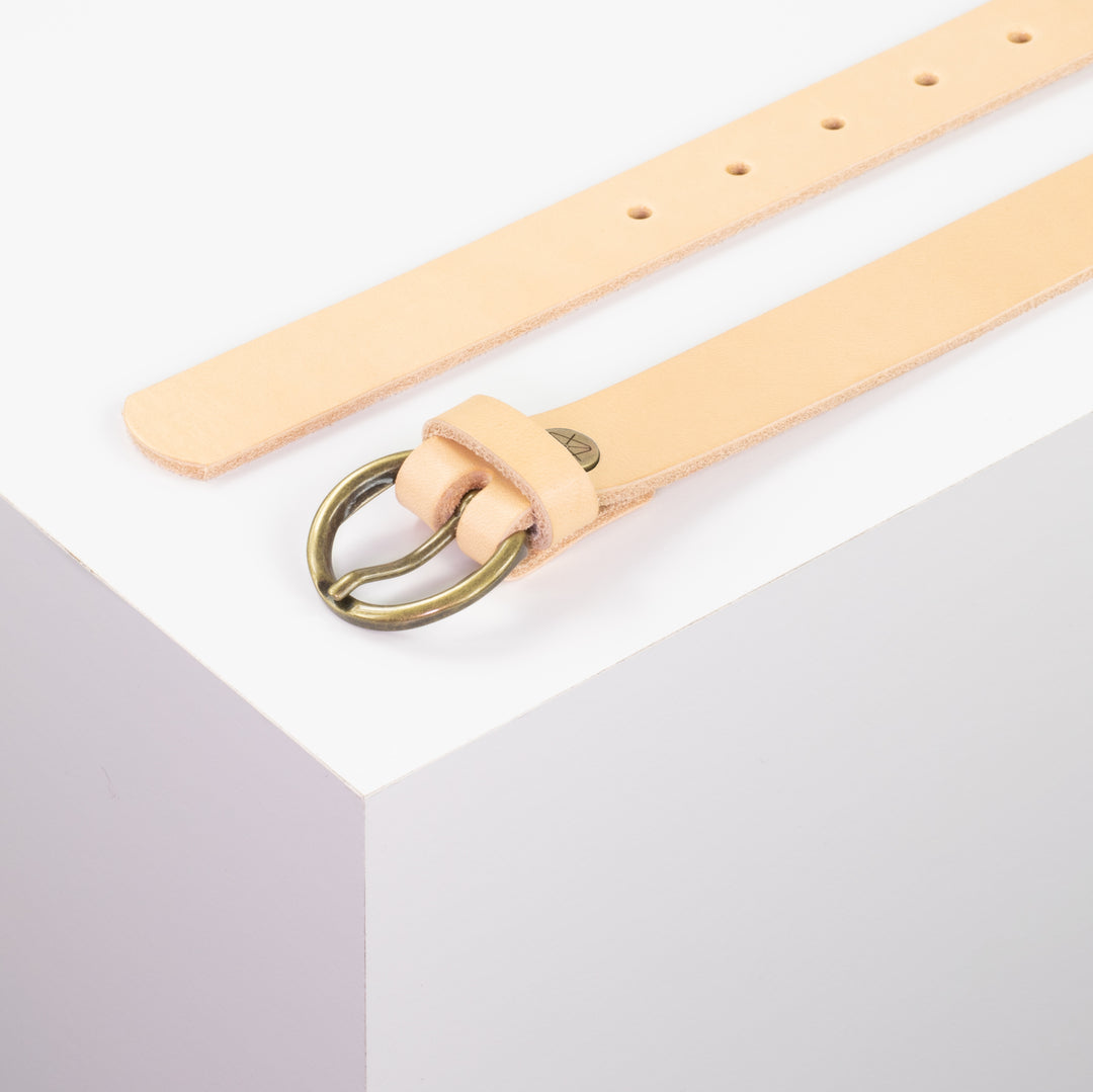 Ledergürtel 2,5cm mit Schnalle Oslo messing natur ohne Muster