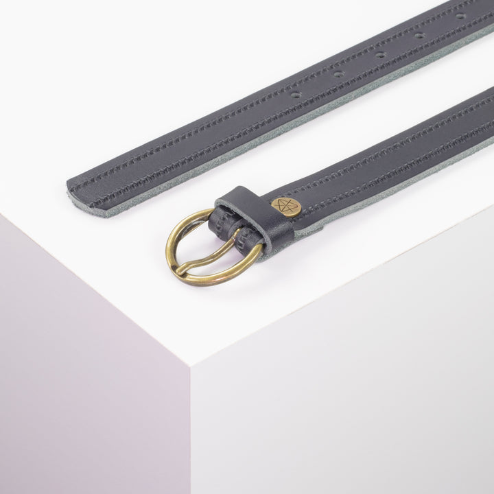 Ledergürtel 2,5cm mit Schnalle Oslo messing navi Reißverschluss