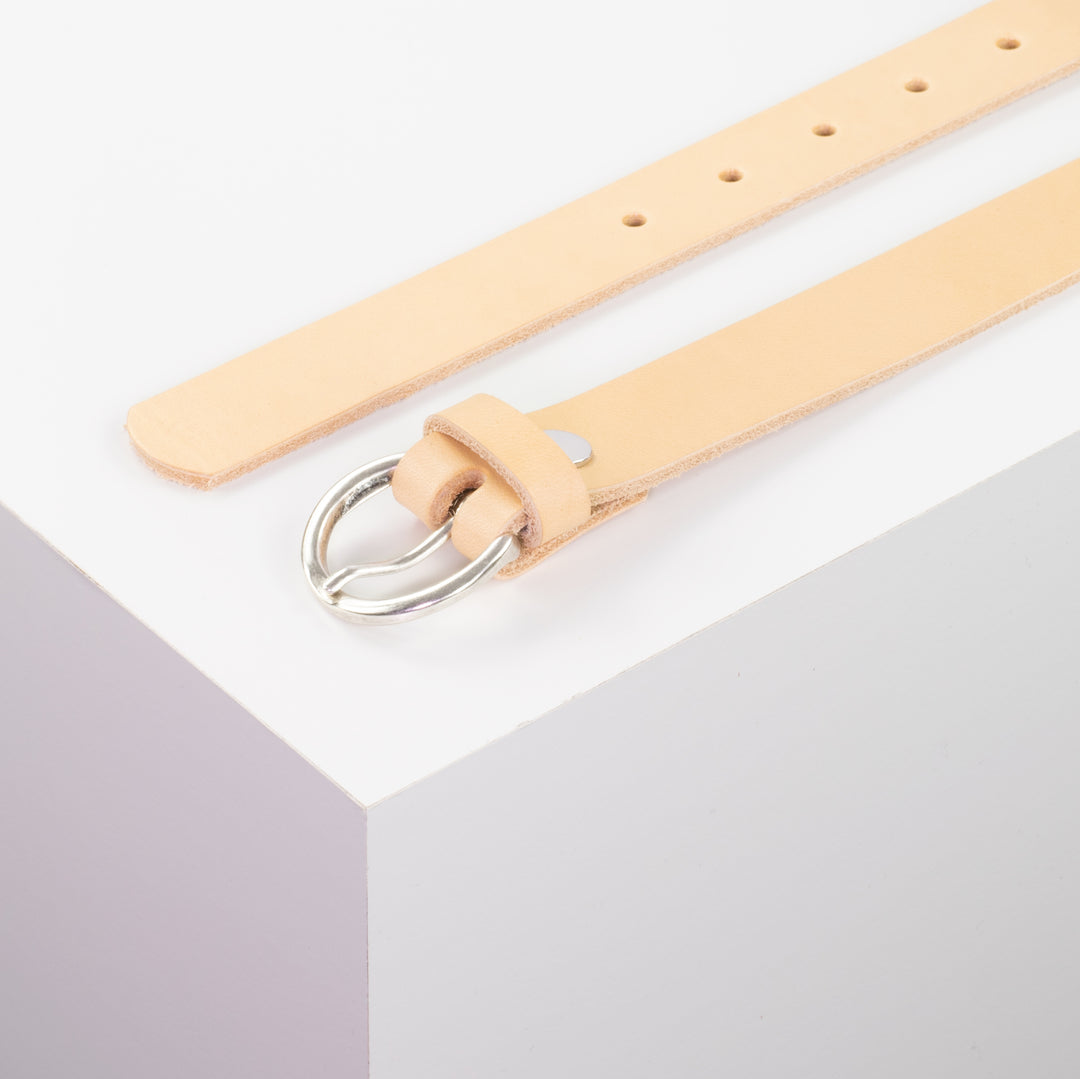 Ledergürtel 2,5cm mit Schnalle Oslo silber natur ohne Muster