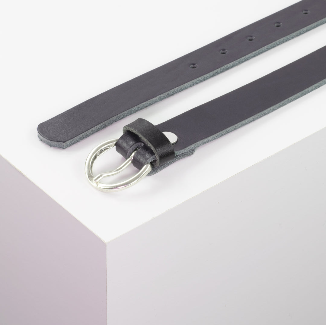 Ledergürtel 2,5cm mit Schnalle Oslo silber navi ohne Muster