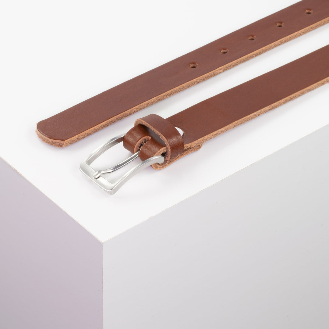 Ledergürtel 2,5cm mit Schnalle Melbourne cognac ohne Muster
