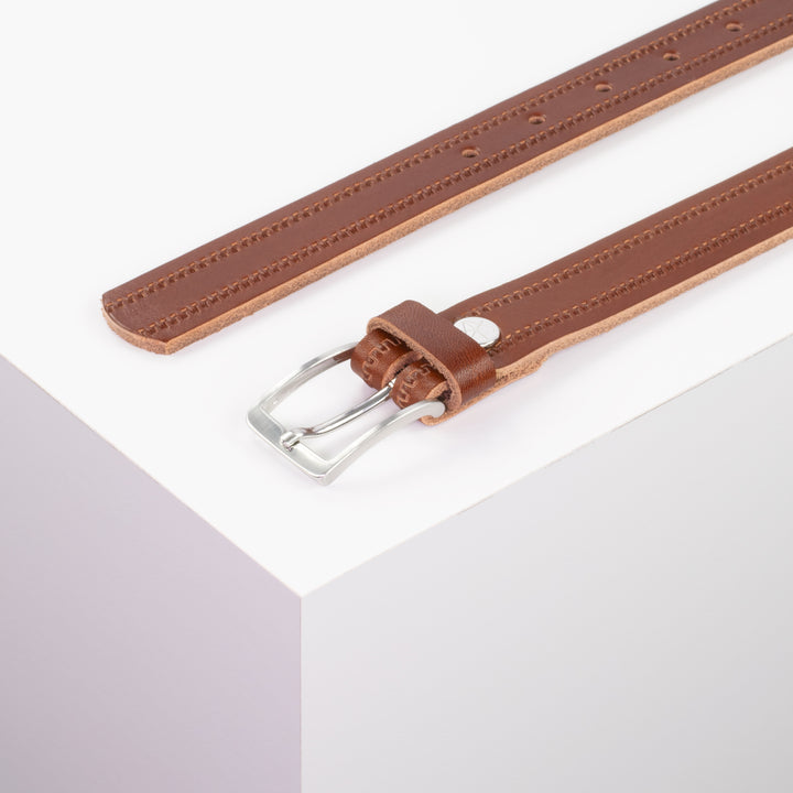 Ledergürtel 2,5cm mit Schnalle Melbourne cognac Reißverschluss