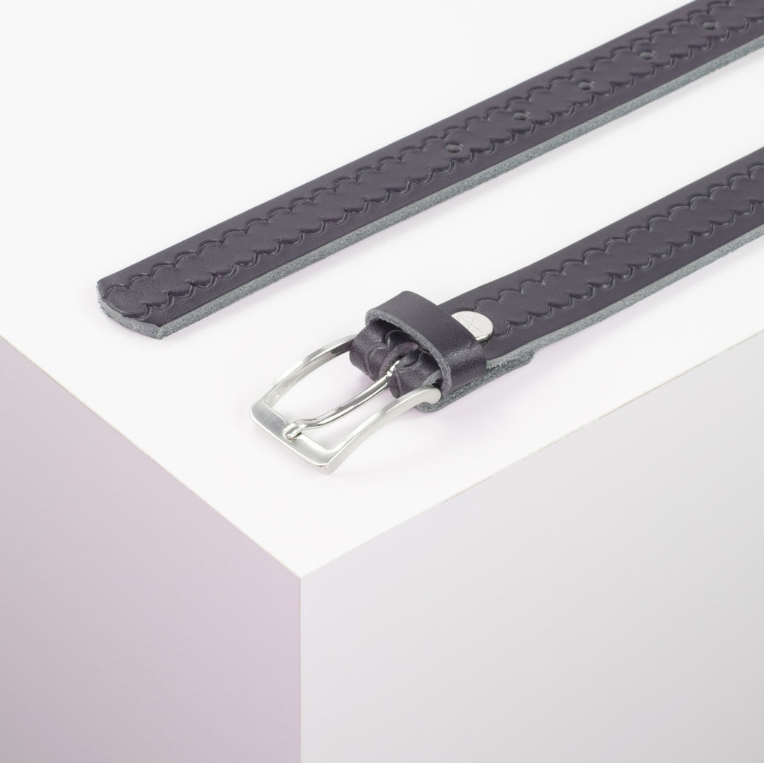 Ledergürtel 2,5cm mit Schnalle Melbourne navi kleine Welle