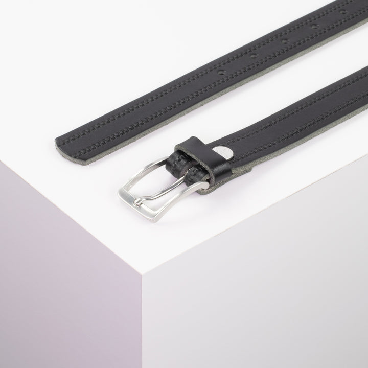 Ledergürtel 2,5cm mit Schnalle Melbourne schwarz Reißverschluss