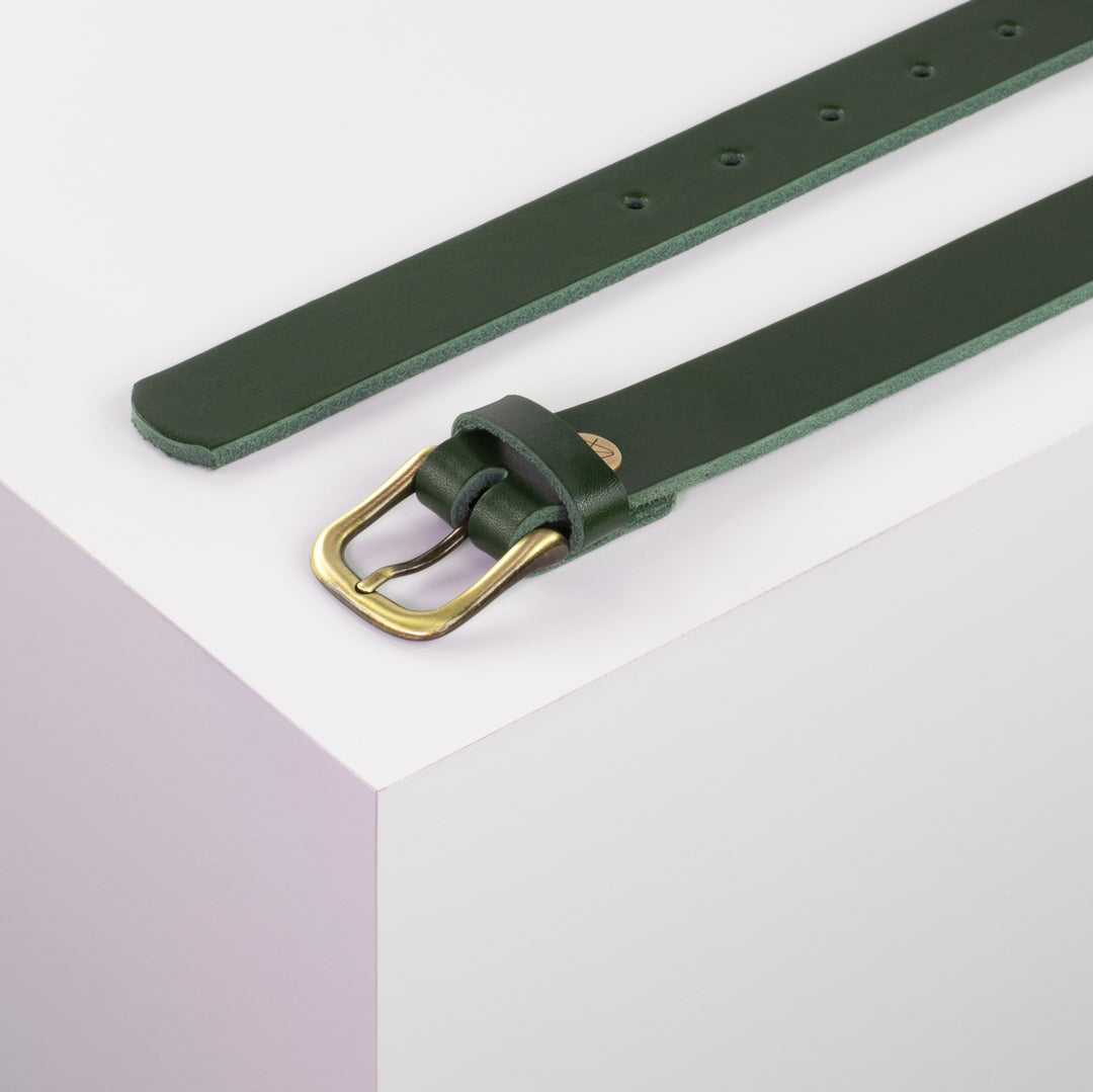 Ledergürtel 2,5cm mit Schnalle Chicago messing grün ohne Muster
