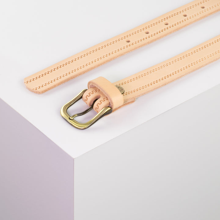 Ledergürtel 2,5cm mit Schnalle Chicago messing natur Reißverschluss