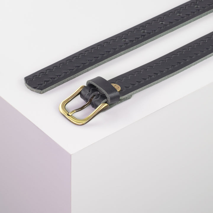 Ledergürtel 2,5cm mit Schnalle Chicago messing navi kleine Welle